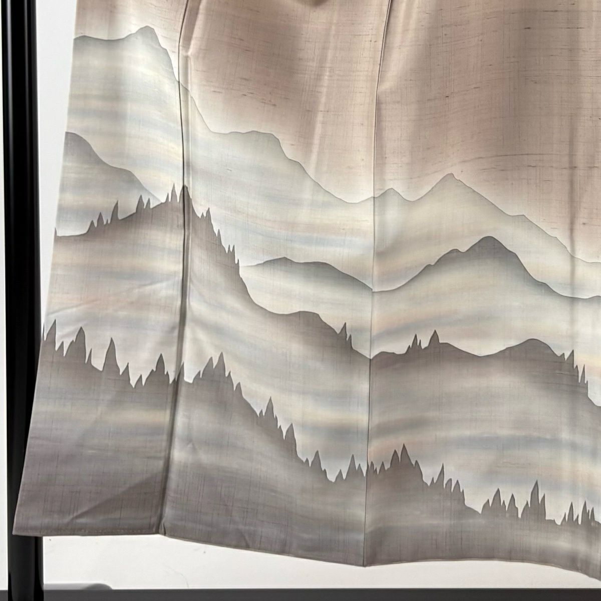 【美品】訪問服 身長153cm 袖長61cm S 雙層 紬織織 ほていや 遠山 霞暈染 小豆色 純蠶絲 秀品級