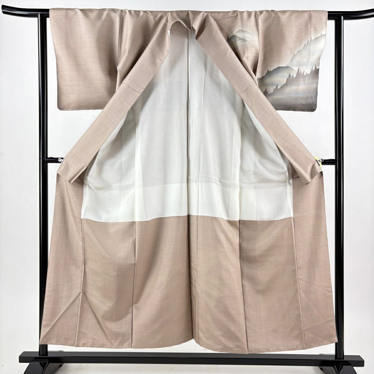 【美品】訪問服 身長153cm 袖長61cm S 雙層 紬織織 ほていや 遠山 霞暈染 小豆色 純蠶絲 秀品級