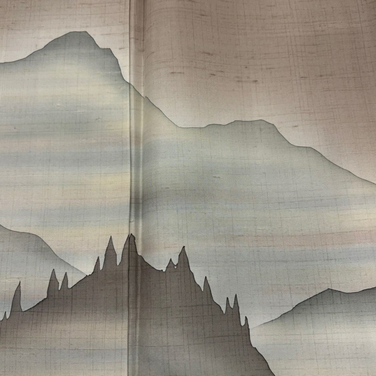 【美品】訪問服 身長153cm 袖長61cm S 雙層 紬織織 ほていや 遠山 霞暈染 小豆色 純蠶絲 秀品級