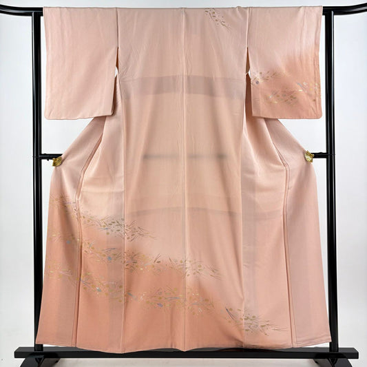 訪問服 身長156cm 袖長62.5cm S 雙層 松樹葉 菊花 金銀彩 刺繡 淺粉色 純蠶絲 秀品級 一個紋