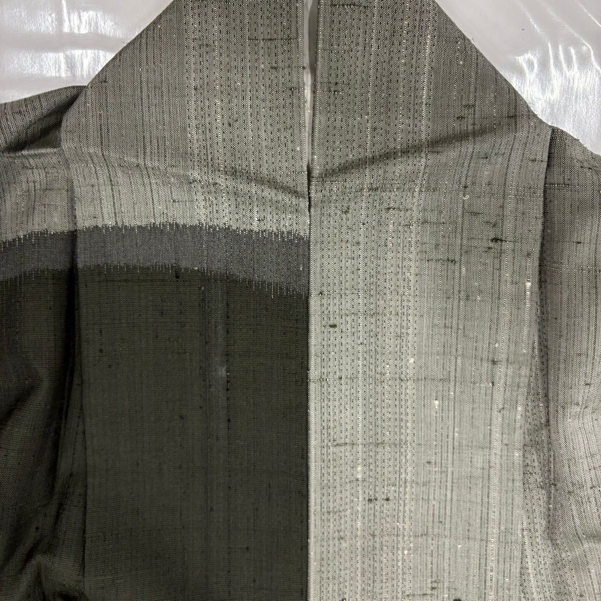 【美品】訪問服 身長165cm 袖長66cm M 雙層 紬織織 草花紋紋 菱形 灰綠 純蠶絲 秀品級