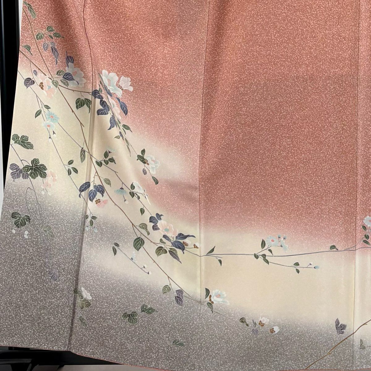 訪問服 身長159cm 袖長63cm S 雙層 枝花 霞 漸層 鮭粉色 純蠶絲 優品級