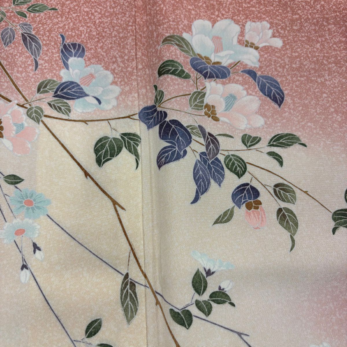 訪問服 身長159cm 袖長63cm S 雙層 枝花 霞 漸層 鮭粉色 純蠶絲 優品級