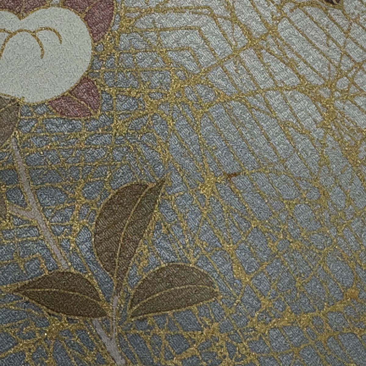 訪問服 身長167cm 袖長68cm L 雙層 雪輪 菊花 金絲 金銀彩 淺綠 純蠶絲 優品級