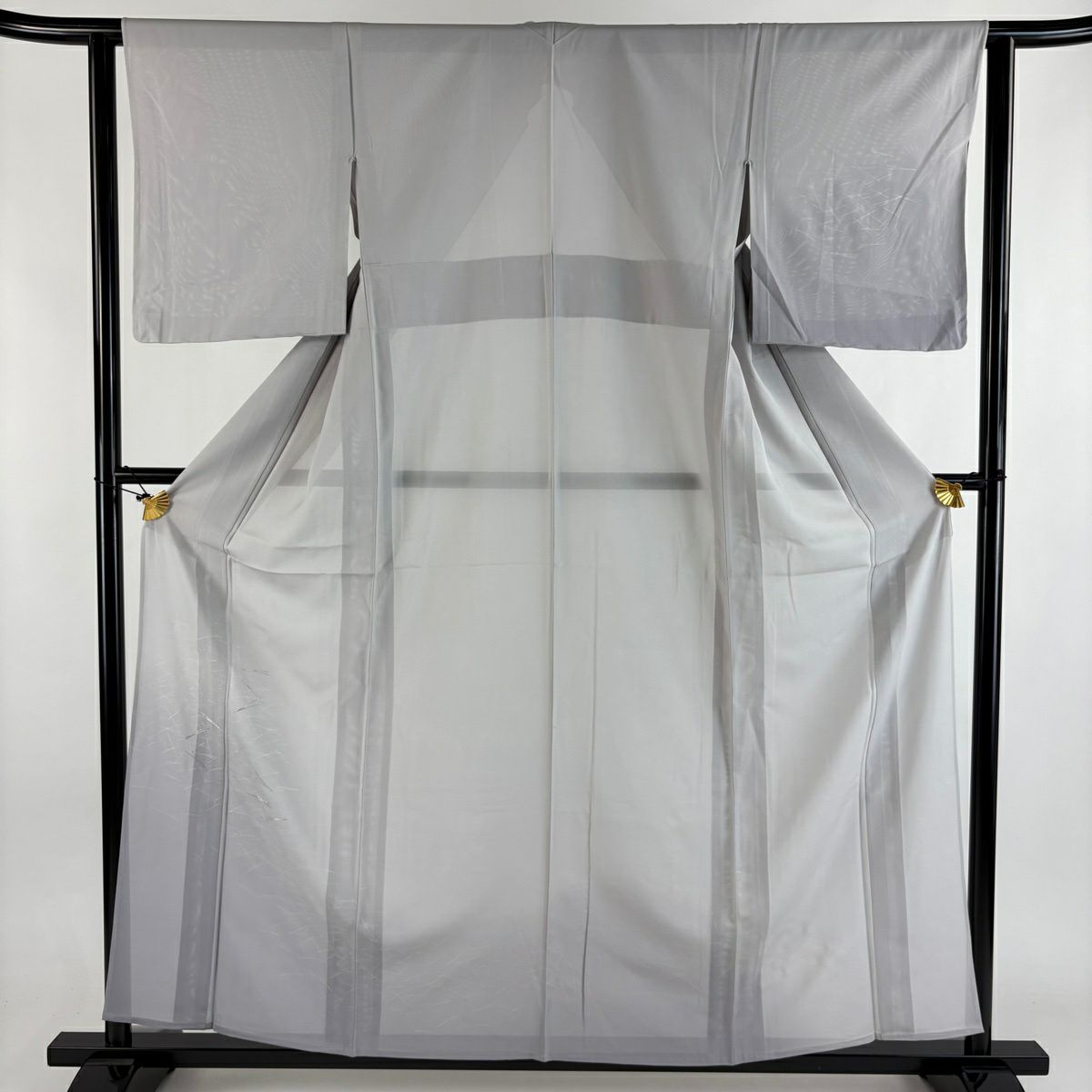 【美品】 付下 身長159cm 袖長62cm S 薄物 絽 松樹葉 漸層 金銀彩 薄紫 純蠶絲 優品級