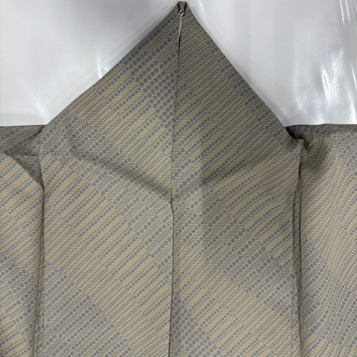 【美品】 小紋 身長159cm 袖長62cm S 薄物 絽 點點 幾何圖案 灰茶 純蠶絲 優品級