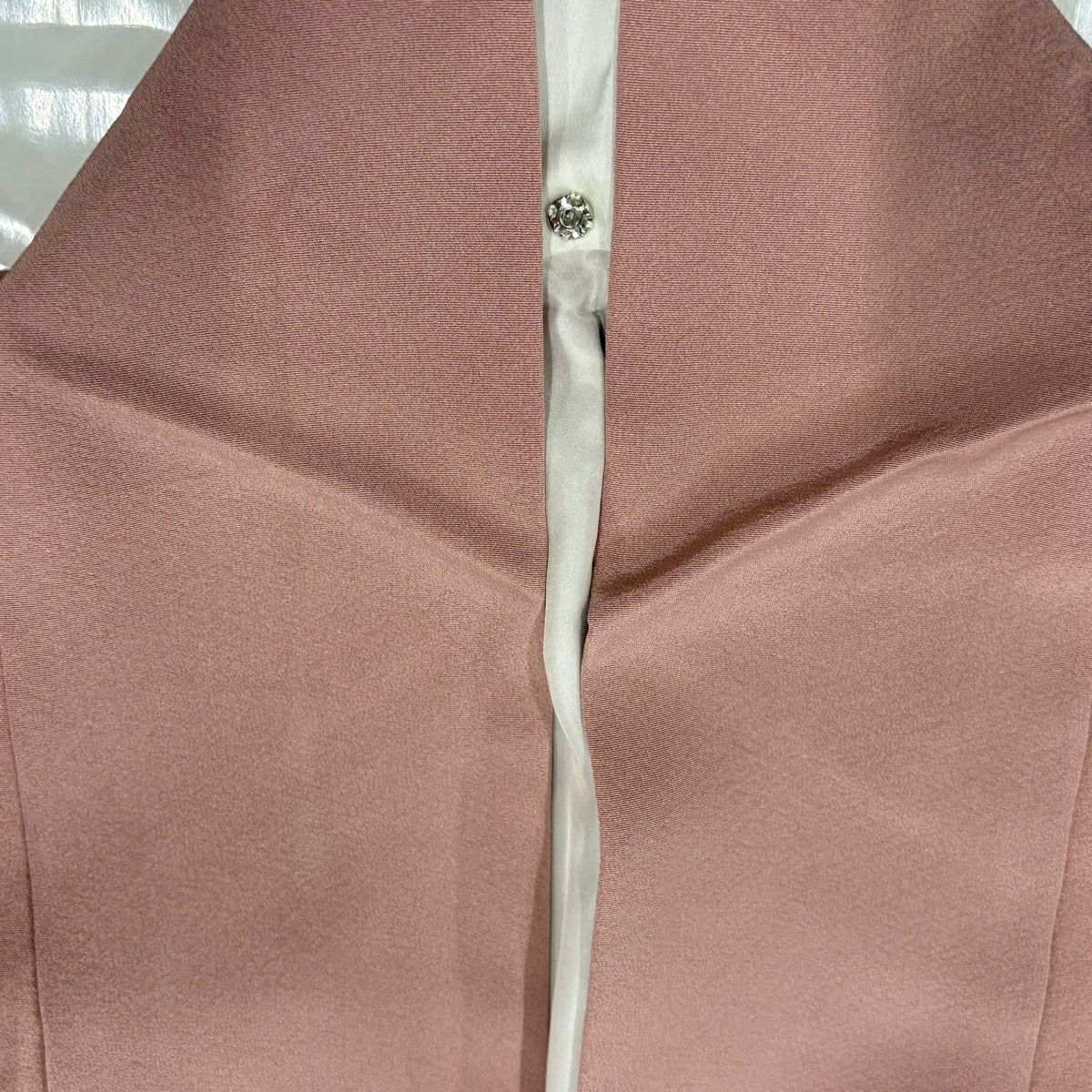 色留袖禮服 身長160cm 袖長66.5cm M 雙層 文箱 菊花 金絲 金銀彩 粉紅 純蠶絲 秀品級 一つ紋