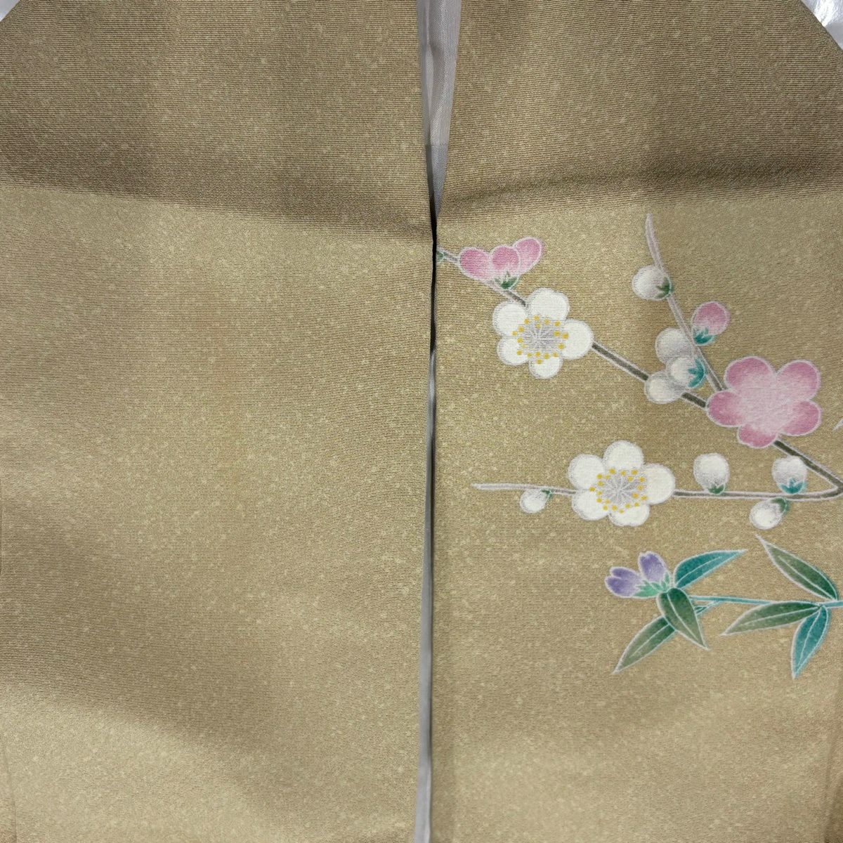 【美品】訪問服 身長162cm 袖長66.5cm M 雙層 牡丹 枝梅花 金銀彩 漸層 米色 純蠶絲 優品級