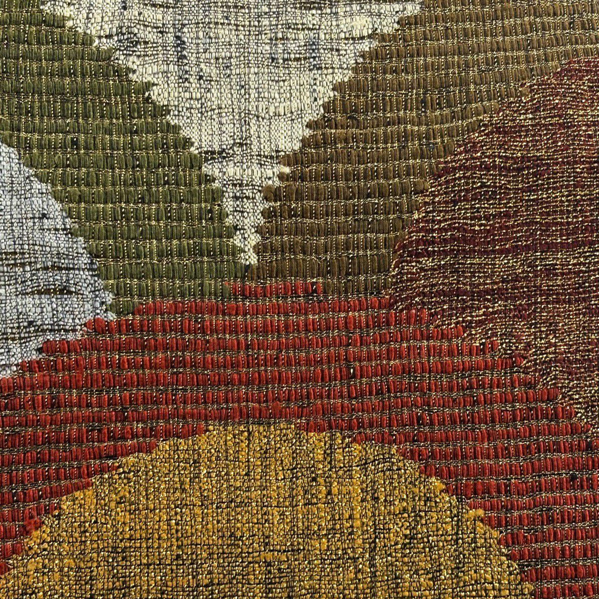 【美品】 袋帶 秀品級 青海波 金金箔 山吹茶 純蠶絲 お太鼓柄
