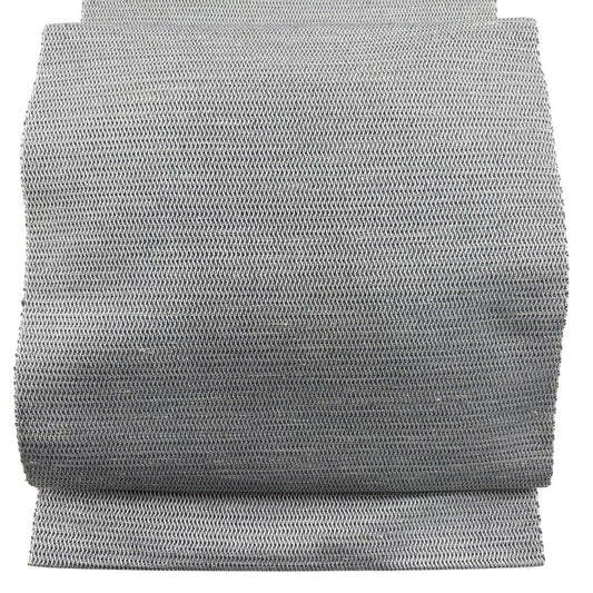 【美品】名古屋帶 秀品級 松樹葉仕立 八寸名古屋帶 幾何學圖案 灰色 純蠶絲