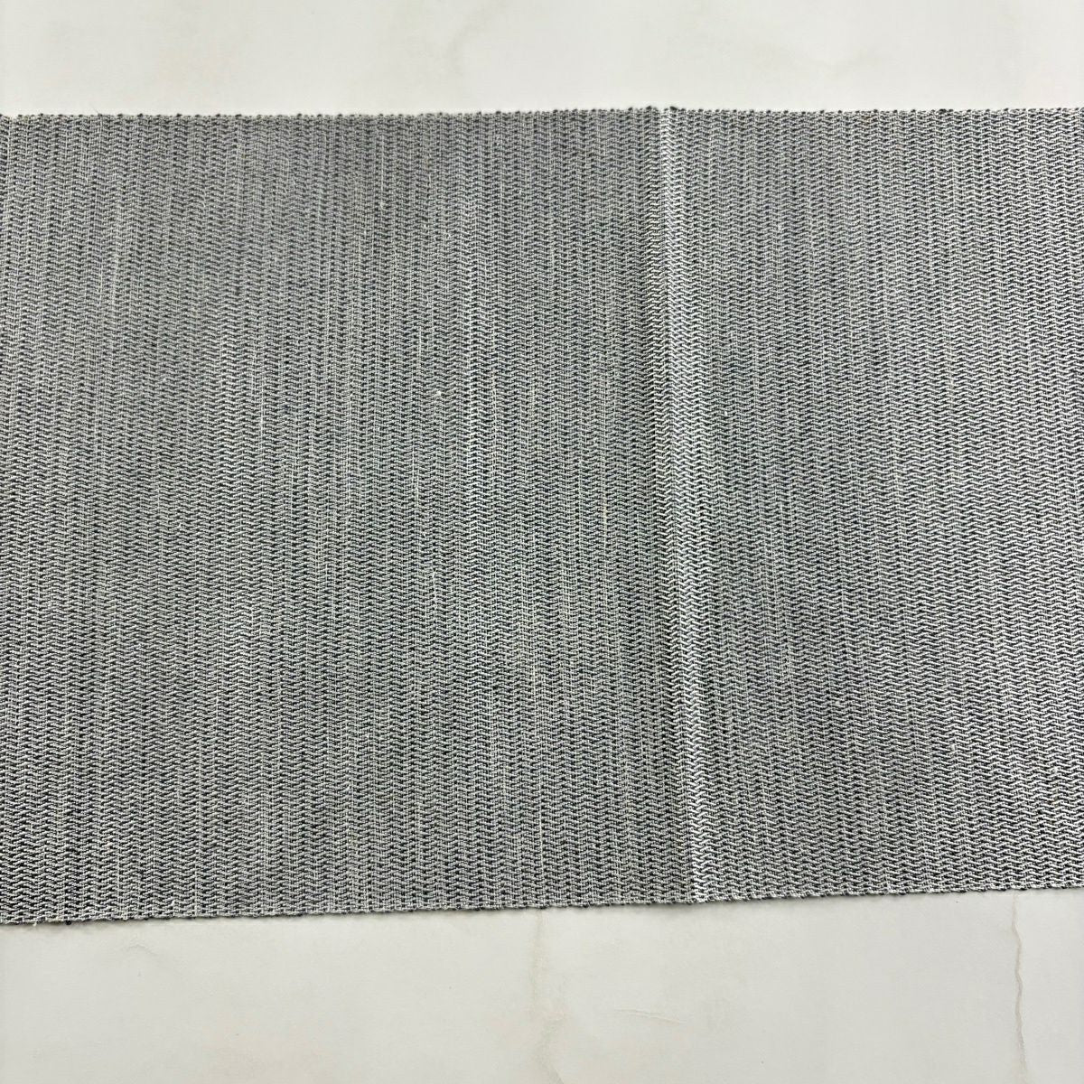【美品】名古屋帶 秀品級 松樹葉仕立 八寸名古屋帶 幾何學圖案 灰色 純蠶絲