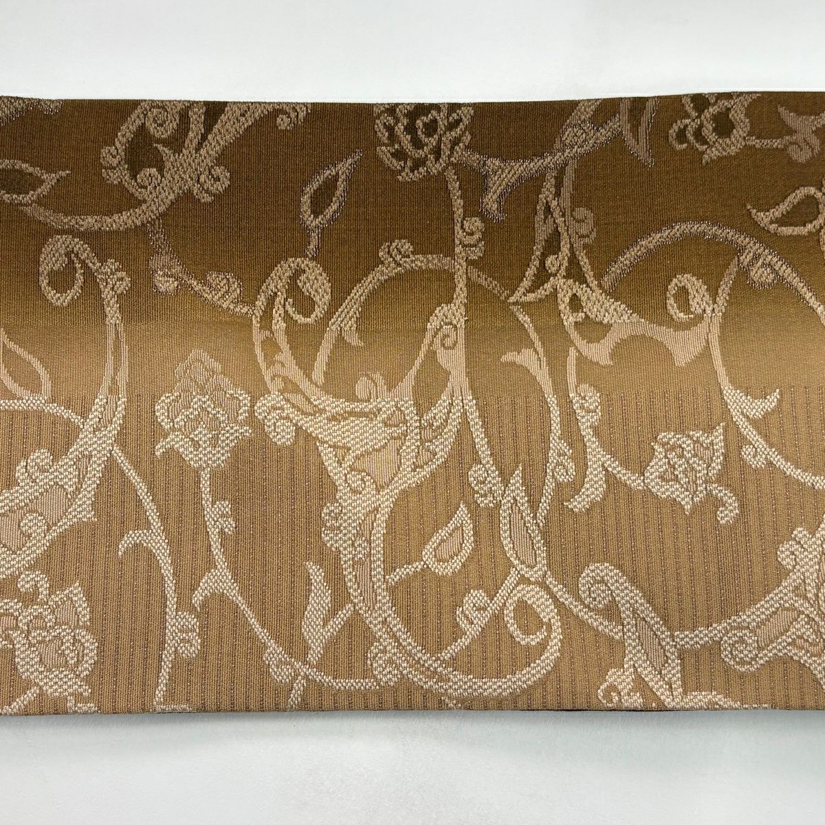 【美品】名古屋帶 秀品級 花唐草紋 茶 純蠶絲