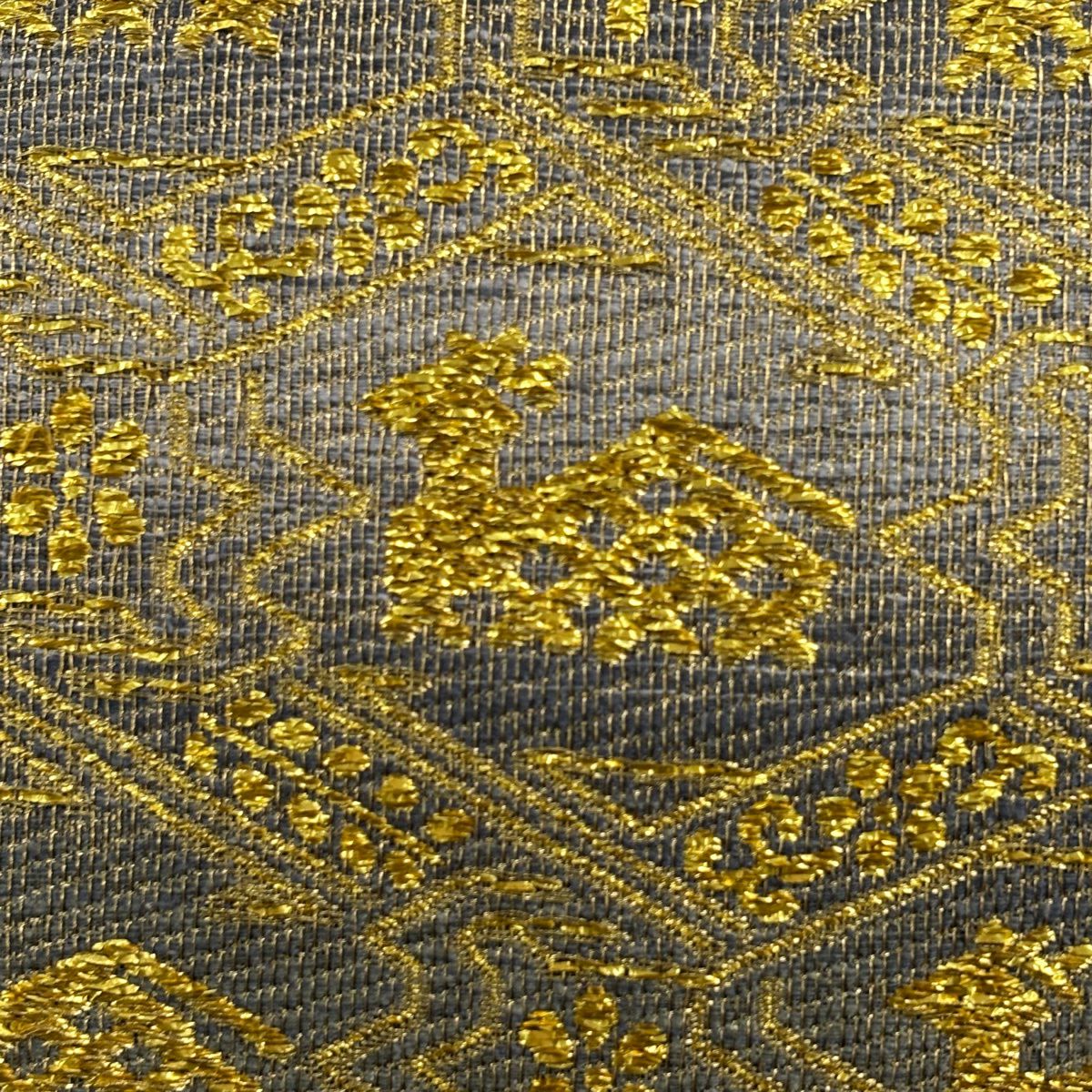【美品】 袋帶 秀品級 有栖川 金金箔 灰綠 六通 純蠶絲