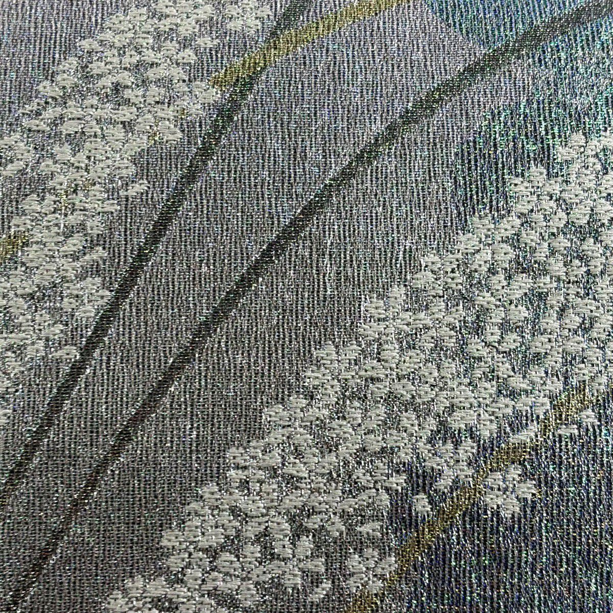 【美品】 袋帶 秀品級 花 薄紫 六通 純蠶絲