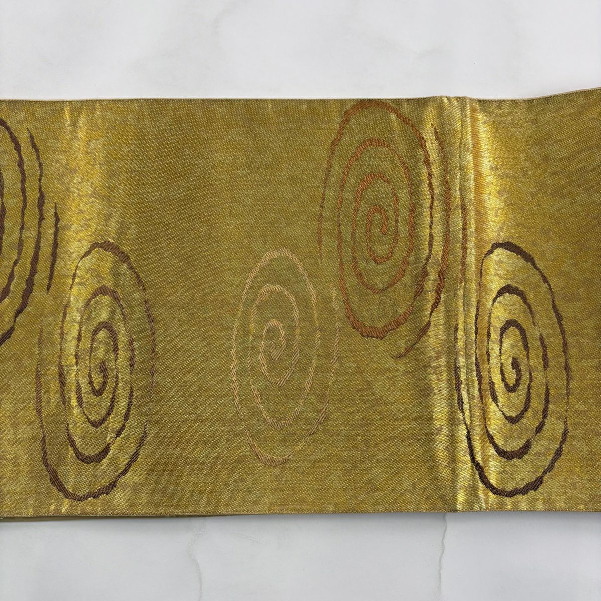 【美品】 袋帶 秀品級 水面 金金箔 金色 六通 純蠶絲