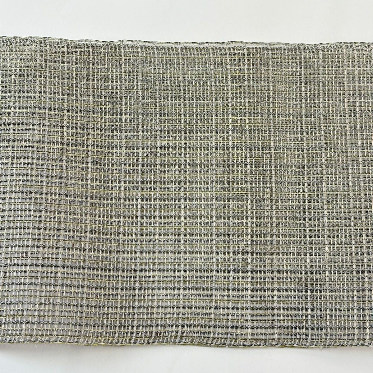 【美品】名古屋帶 秀品級 夏帶 羅 八寸名古屋帶 七寶紋 菱 銀線 灰綠 純蠶絲