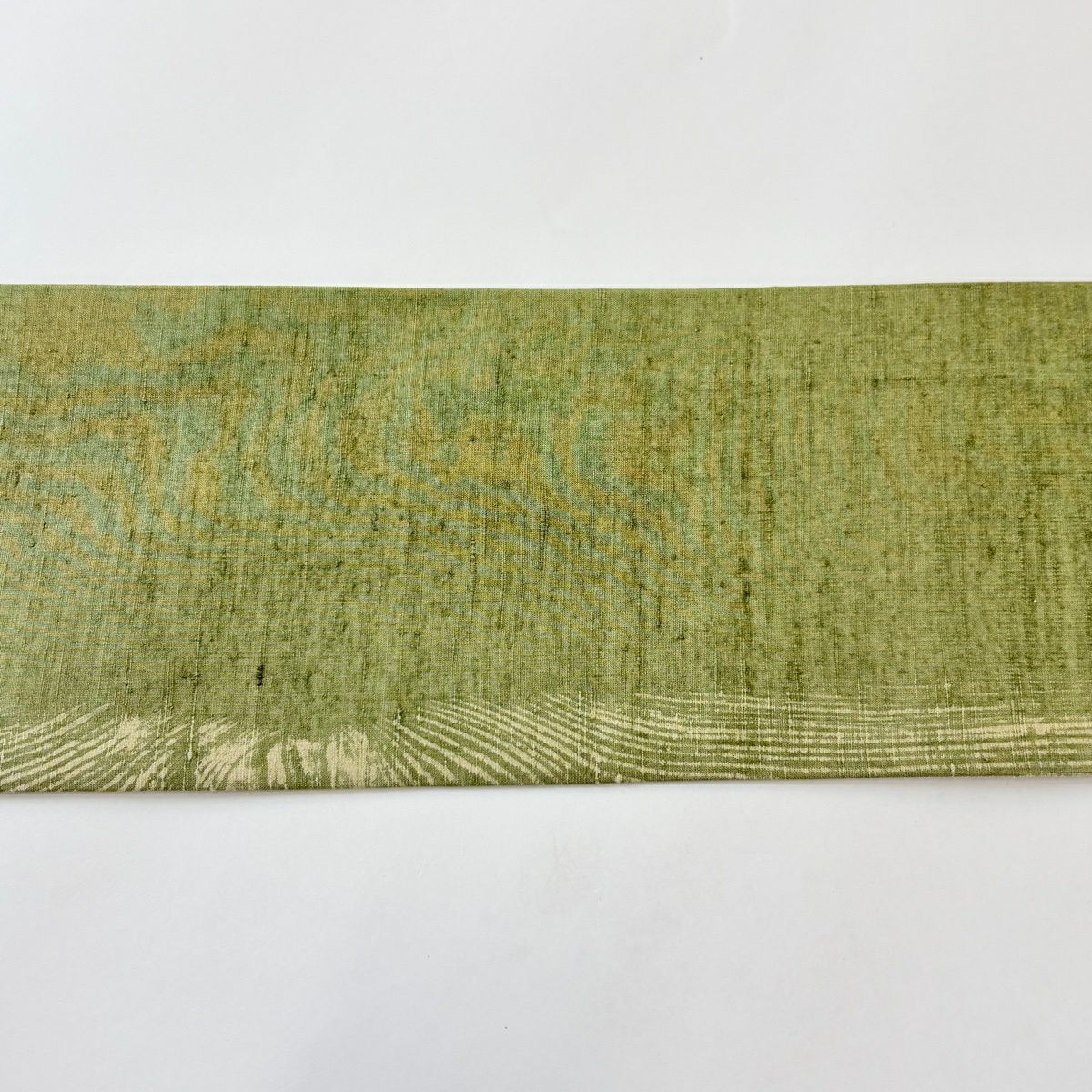 【美品】 名古屋帶 秀品級 附落款 紬織織 木紋 蓬色 純蠶絲