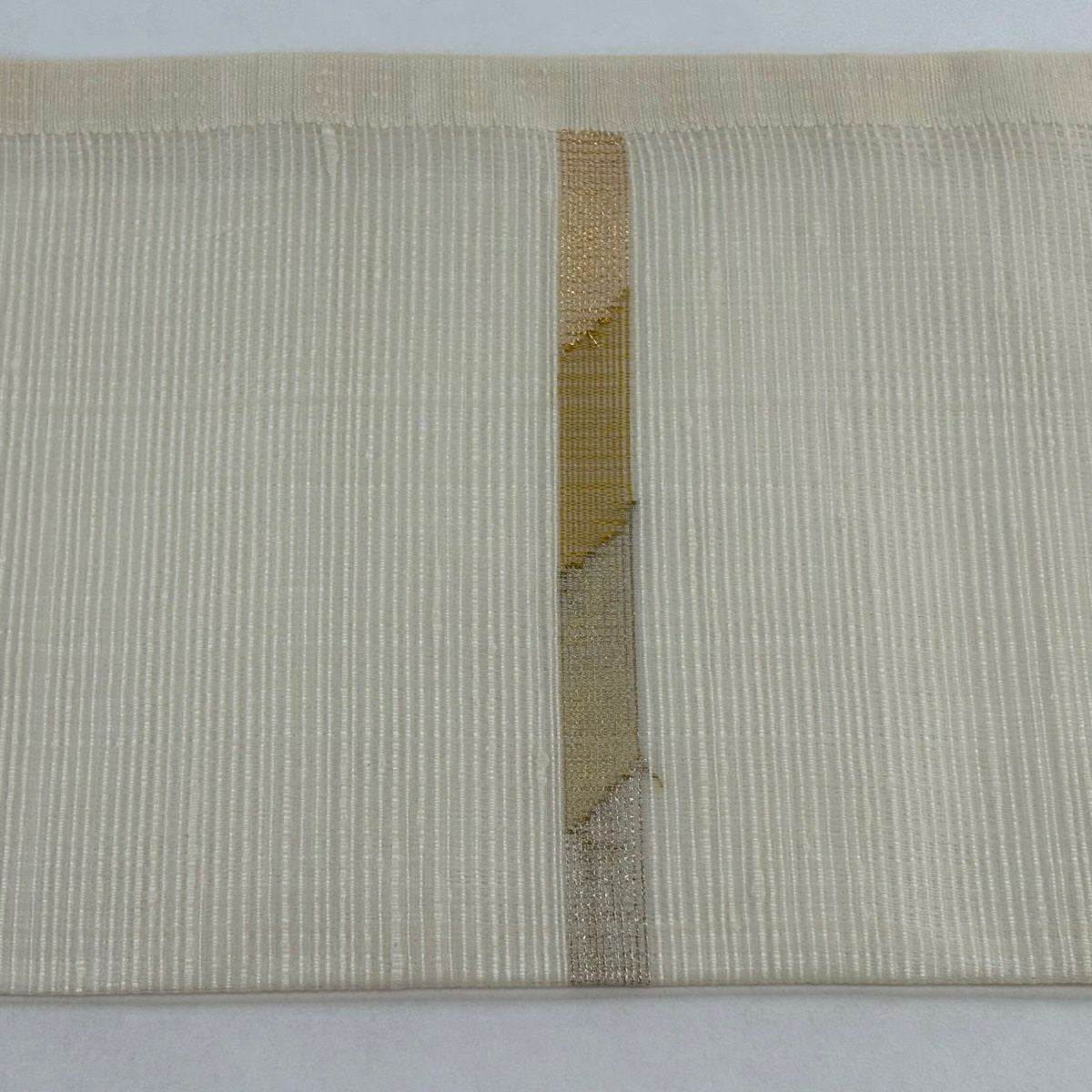 【美品】名古屋帶 優品級 紬織織 雲 金絲 奶油色 純蠶絲
