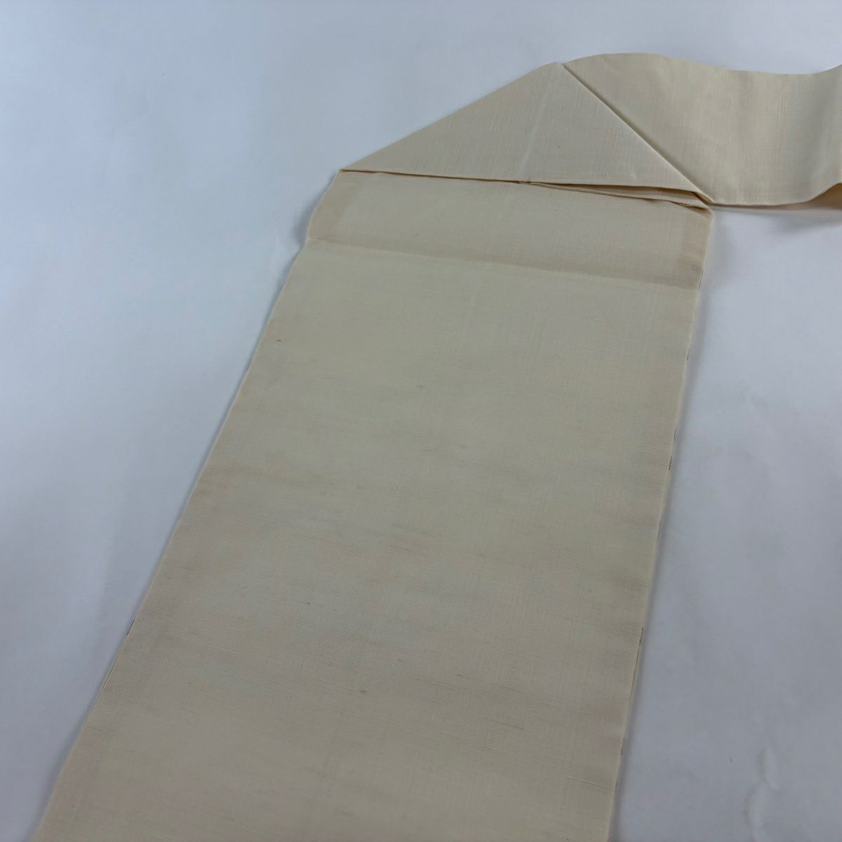 【美品】名古屋帶 優品級 紬織織 雲 金絲 奶油色 純蠶絲