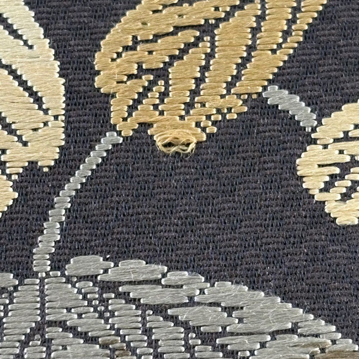 袋帶 秀品級 葉柄 茶 六通 純蠶絲