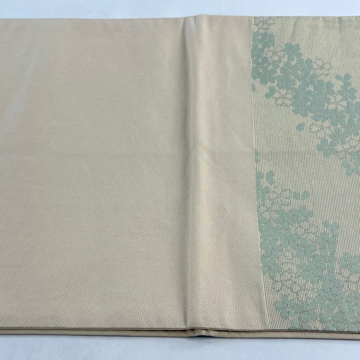 【美品】 袋帶 秀品級 花丸紋 梅花鉢 金金箔 淺黃 六通 純蠶絲