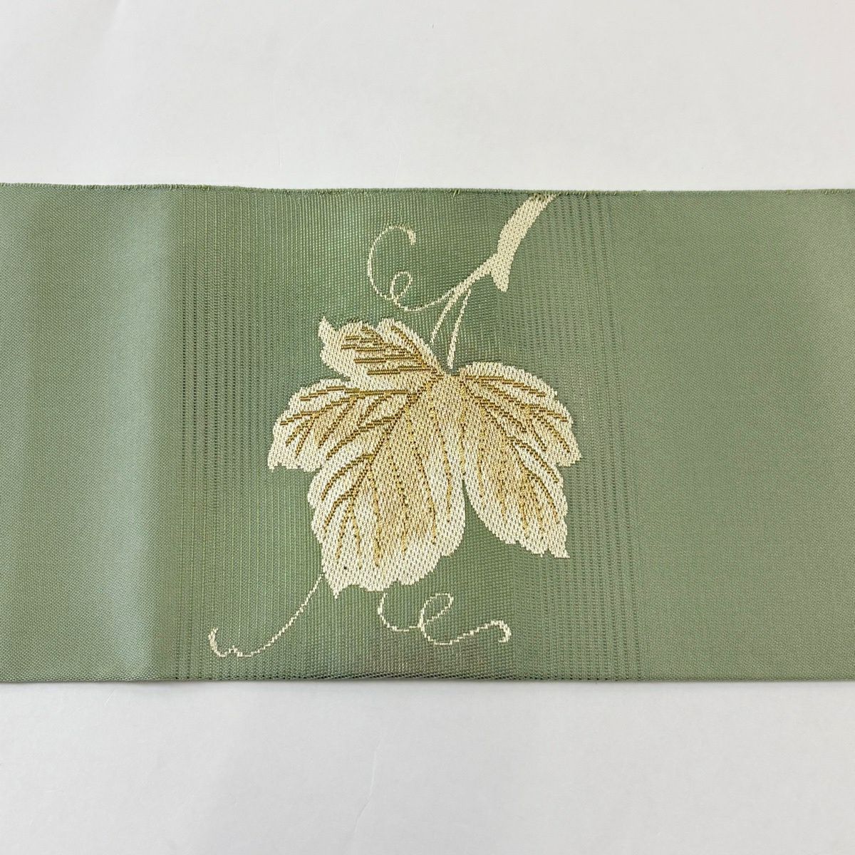 【美品】名古屋帶 秀品級 葡萄 金金箔 淺綠 純蠶絲