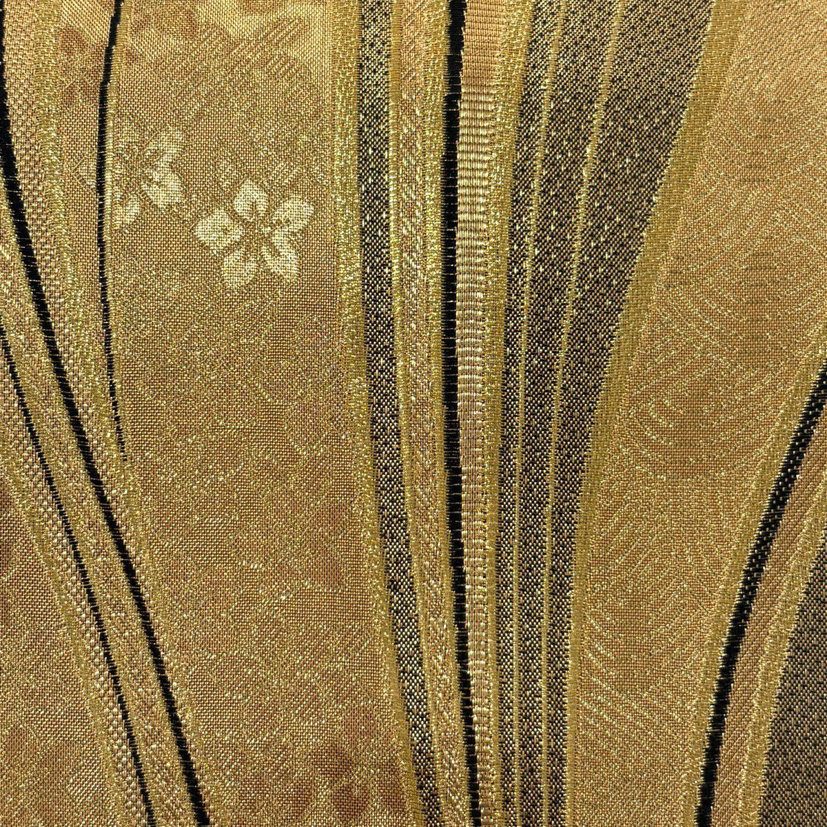 【美品】 袋帶 優品級 櫻花 幾何學 金絲 金金箔 金色 全通 純蠶絲