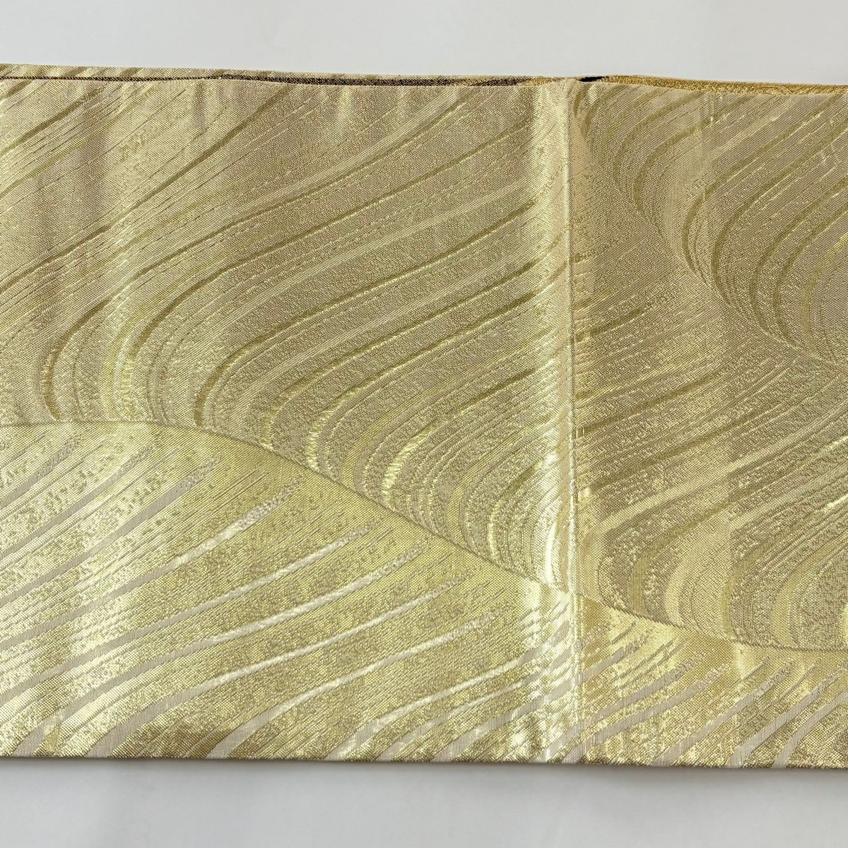 【美品】 袋帶 優品級 櫻花 幾何學 金絲 金金箔 金色 全通 純蠶絲