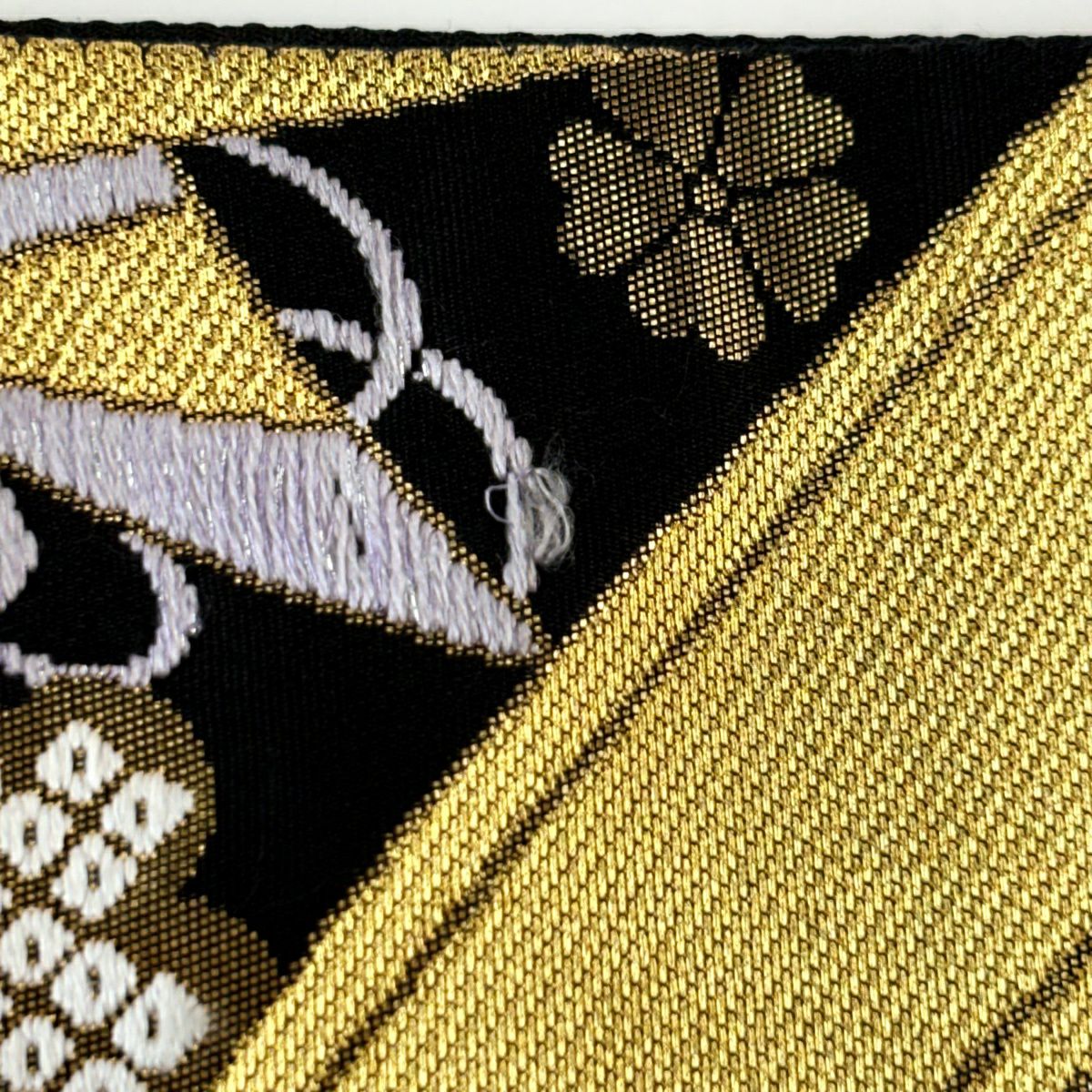 袋帶 秀品級 華紋 寶盡くし 金絲 金金箔 黑 全通 純蠶絲
