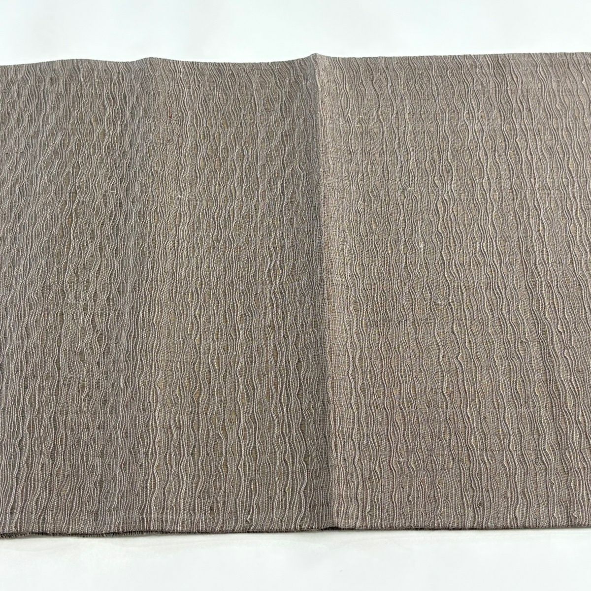 【美品】 袋帶 秀品級 大和 菱形 縞紋 金絲 灰茶色 大鼓圖案 純蠶絲