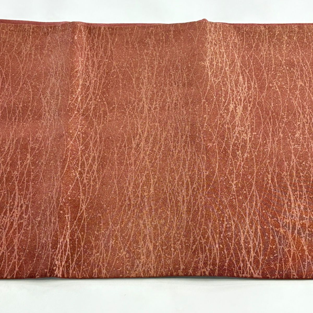【美品】 袋帶 秀品級 扇子面 ヱ霞 刺繡 金彩裝飾 小豆 深藍色 お太鼓柄 純蠶絲
