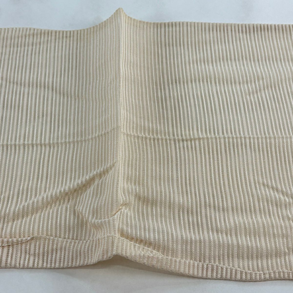 名古屋帶 秀品級 夏帶 絽 八寸名古屋帶 條紋 幾何學 奶油色 純蠶絲