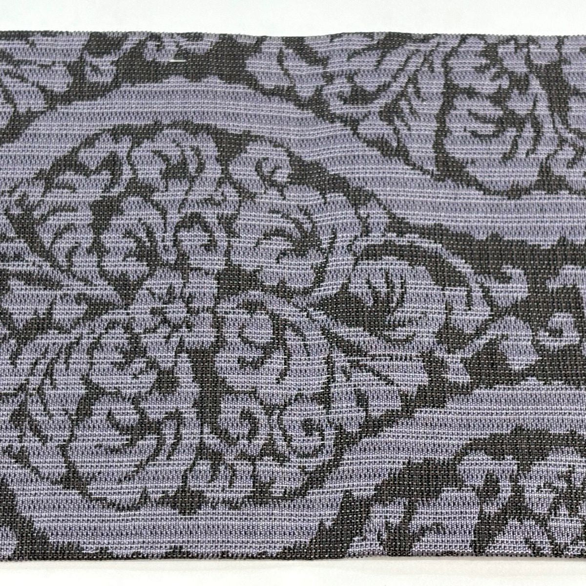 【美品】名古屋帶 秀品級 立涌 草花紋 灰紫 純蠶絲