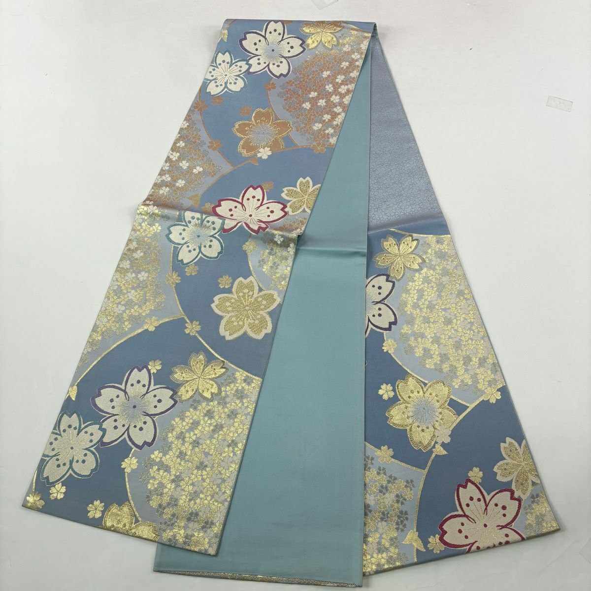 【美品】振袖禮服 身長169cm 袖長69.5cm L 雙層 袋帶全套 花車 櫻花 金銀彩 漸層 粉色 純蠶絲 優品級