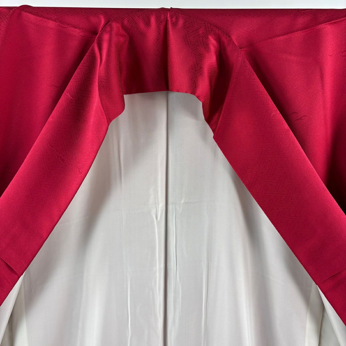 【美品】振袖禮服 身長159cm 袖長68cm L 雙層 袋帶全套 薔薇 染分 逐漸色 紅 純蠶絲 秀品級
