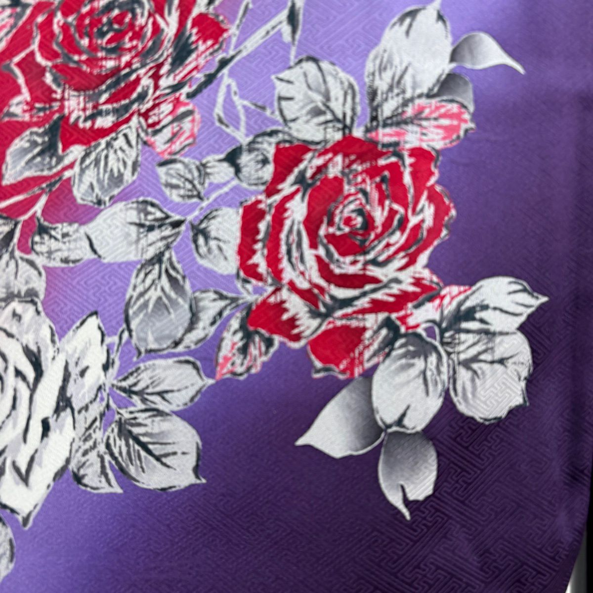 【美品】振袖禮服 身長159cm 袖長68cm L 雙層 袋帶全套 薔薇 染分 逐漸色 紅 純蠶絲 秀品級