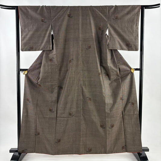 【美品】 紬織 身長162.5cm 袖長63.5cm S 雙層 椿 焦茶 純蠶絲 秀品級