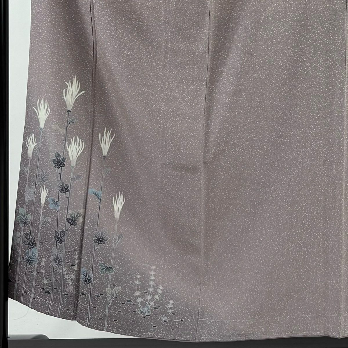 付下 身長156cm 袖長62cm S 雙層 菊花 草花紋紋 漸層 灰紫 純蠶絲 優品級