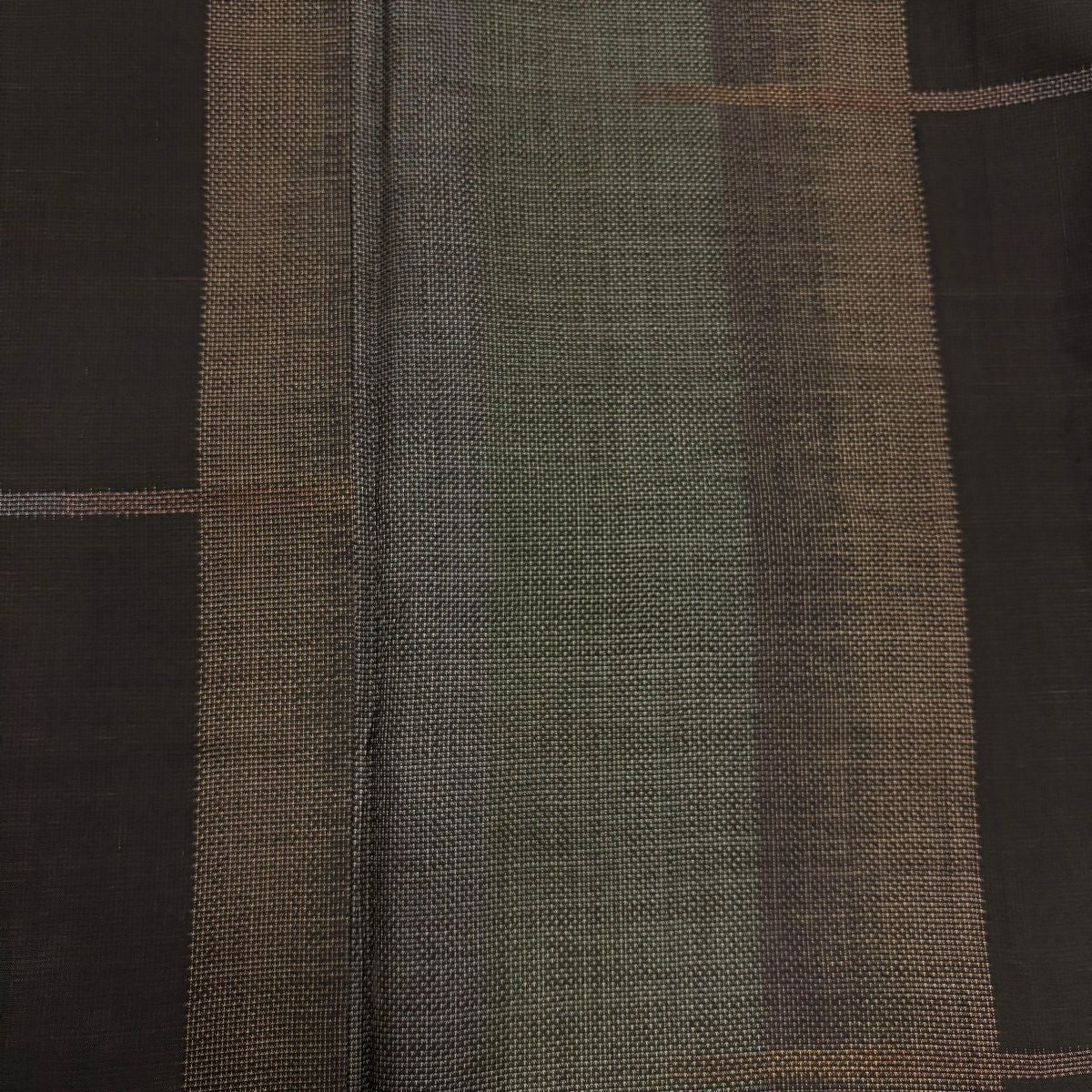 紬織 身長158.5cm 袖長67.5cm L 雙層 垂直條紋 幾何圖案 灰茶 純蠶絲 優品級