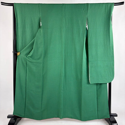 【美品】振袖禮服 身長163.5cm 袖長68.5cm L 雙層 綠 純蠶絲 秀品級