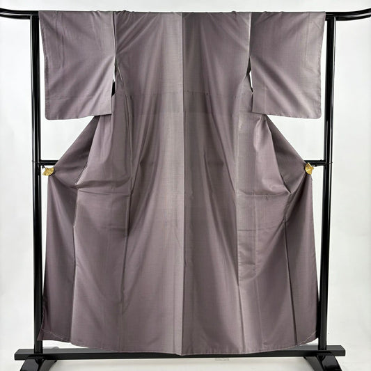 【美品】 紬織 身長158cm 袖長62.5cm S 雙層 縞紋 漸變 灰紫 純蠶絲 優品級