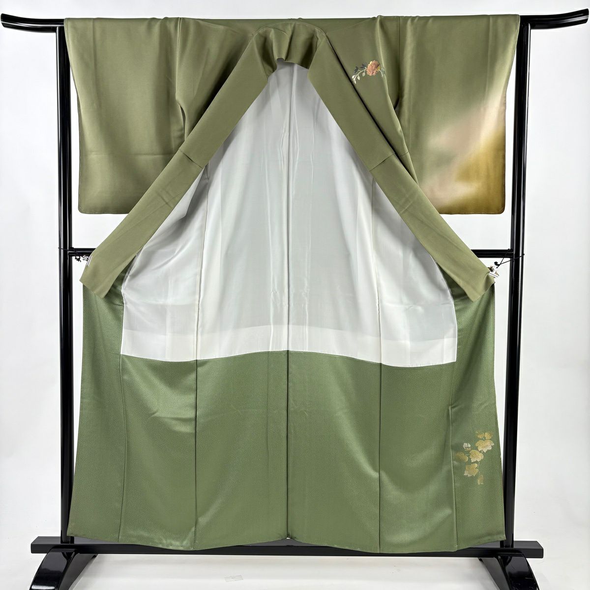 付下 身長157cm 袖長64.5cm M 雙層 辻花染 笹 金銀彩 螺鈿 鶯 純蠶絲 秀品級