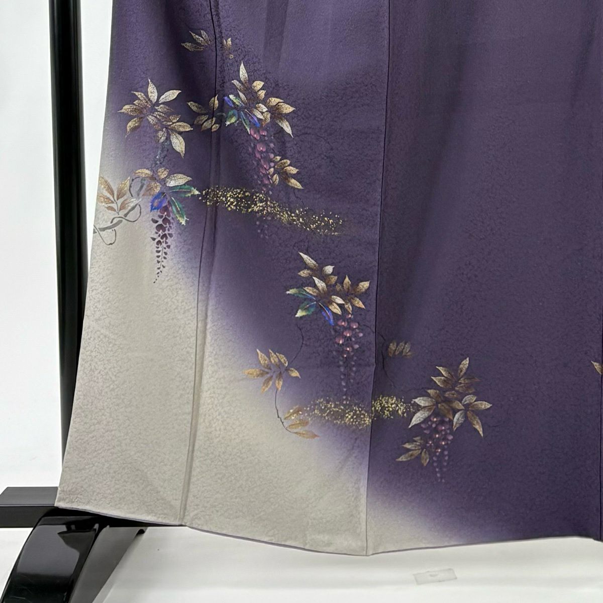【美品】 付下 身長160.5cm 袖長67cm M 雙層 大和 落款 藤 霞 金銀彩 漸層 紫 純蠶絲 優品級