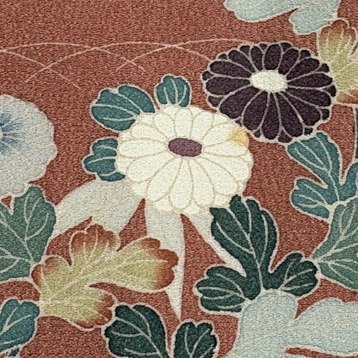 訪問服 身長163.5cm 袖長67cm M 雙層 落款あり 枝花 芝 深粉紅 純蠶絲 秀品級