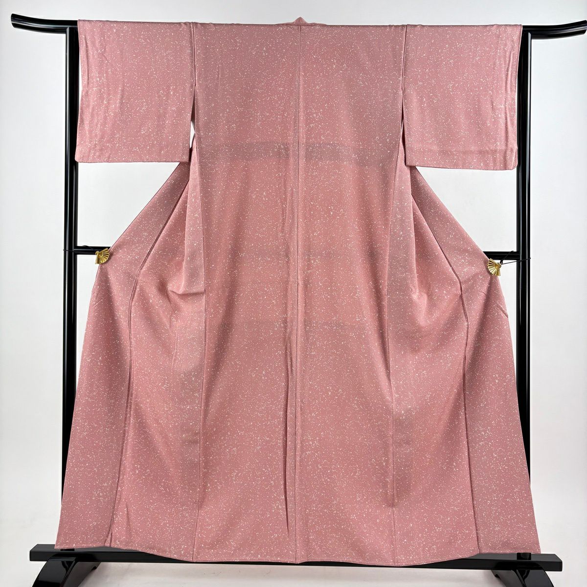 【美品】 小紋 身長157cm 袖長64cm M 雙層 幾何學圖案 粉紅 純蠶絲 優品級