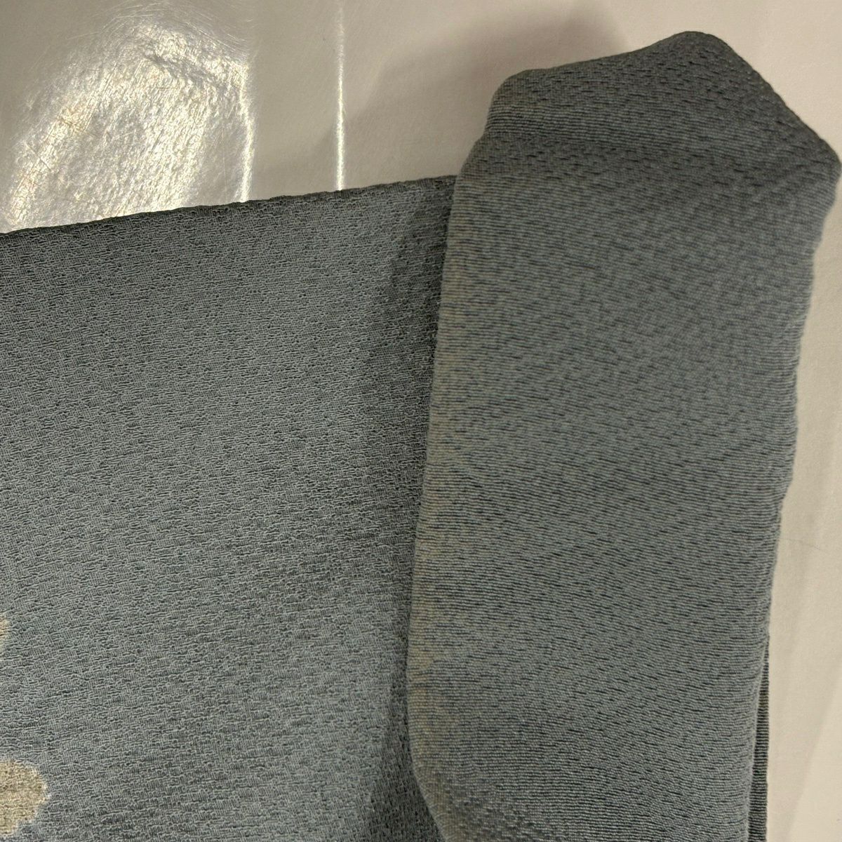 訪問服 身長157cm 袖長63cm S 雙層 草花紋紋 雲文 絞染 漸層 青灰 純蠶絲 優品級