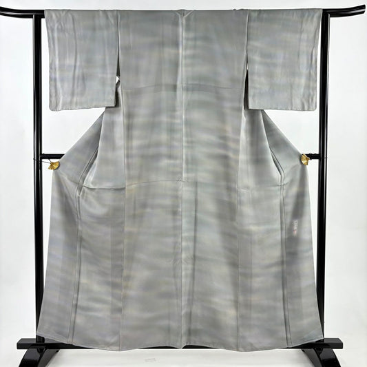 小紋 身長158.5cm 袖長62cm S 雙層 本鄉大田子 有落款 霞 漸層 灰色 純蠶絲 優品級 一個紋