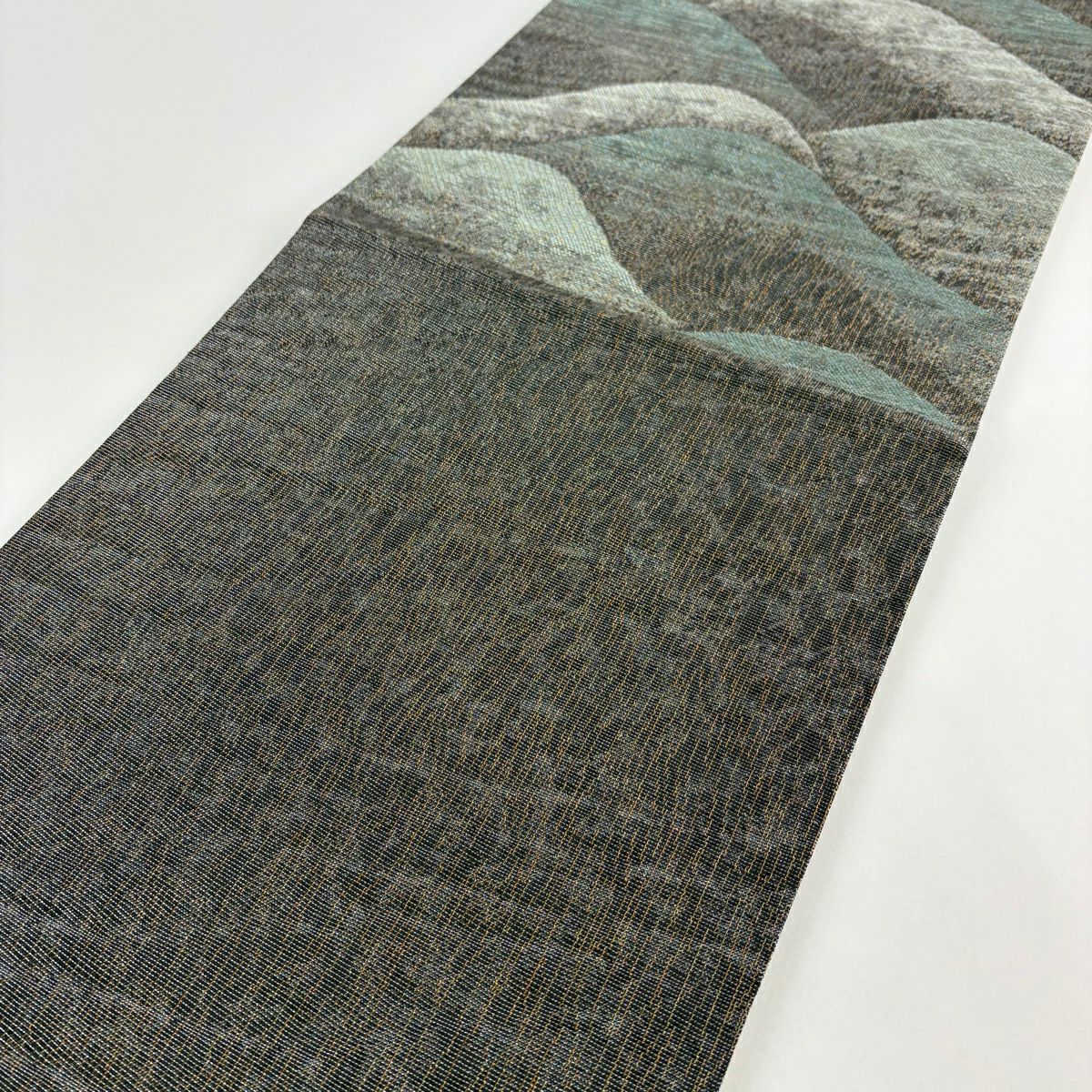 【美品】 袋帶 秀品級 山並 金銀絲 金金箔 黑灰 六通 純蠶絲