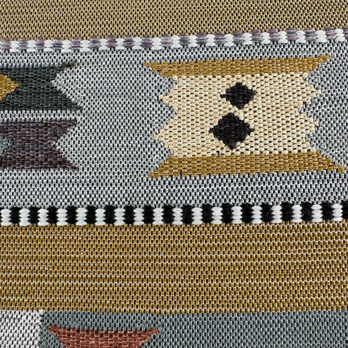 【美品】名古屋帶 優品級 松樹葉仕立 八寸名古屋帶 紬織織地 縞 幾何學圖案 灰紫 純蠶絲
