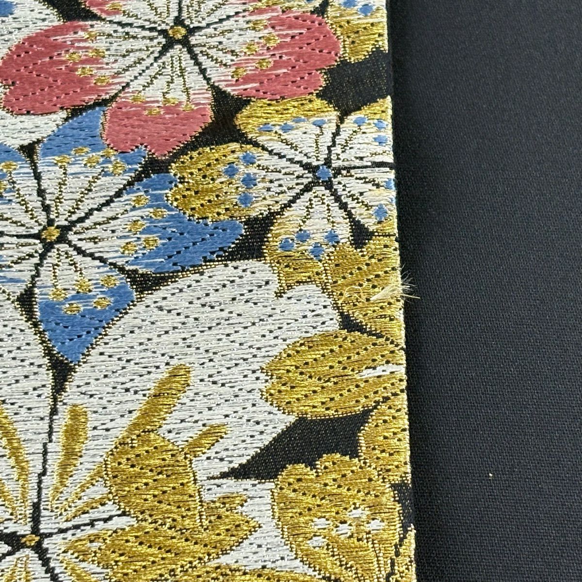 袋帶 秀品級 振袖禮服禮服用 櫻花 流水 唐織 金絲 金色 六通 純蠶絲